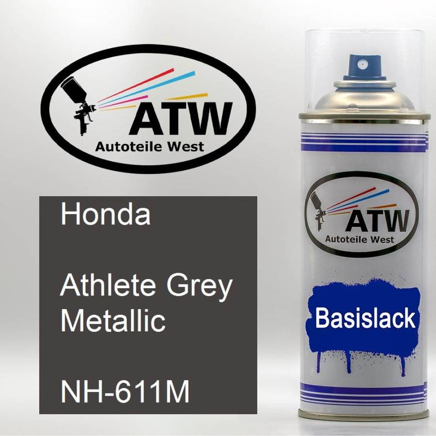 Honda, Athlete Grey Metallic, NH-611M: 400ml Sprühdose, von ATW Autoteile West.